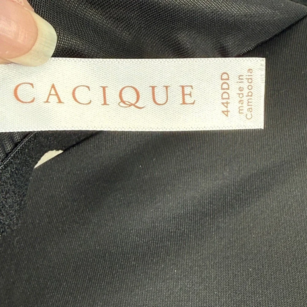 Cacique‎ Boost Plunge Bra Black Underwire Padded Plus Size 44DDD A83865